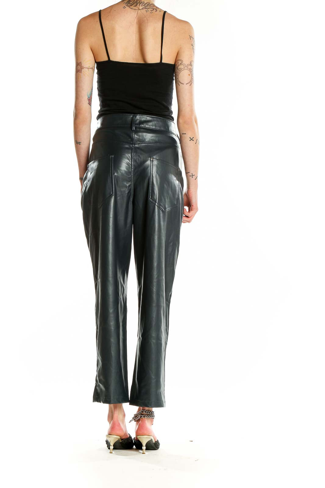 Blue Faux - Leather Texture Pants