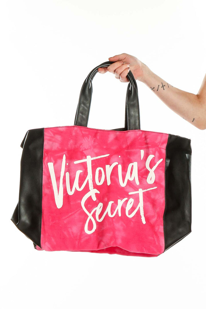 Pink Black Printed Tote Bag