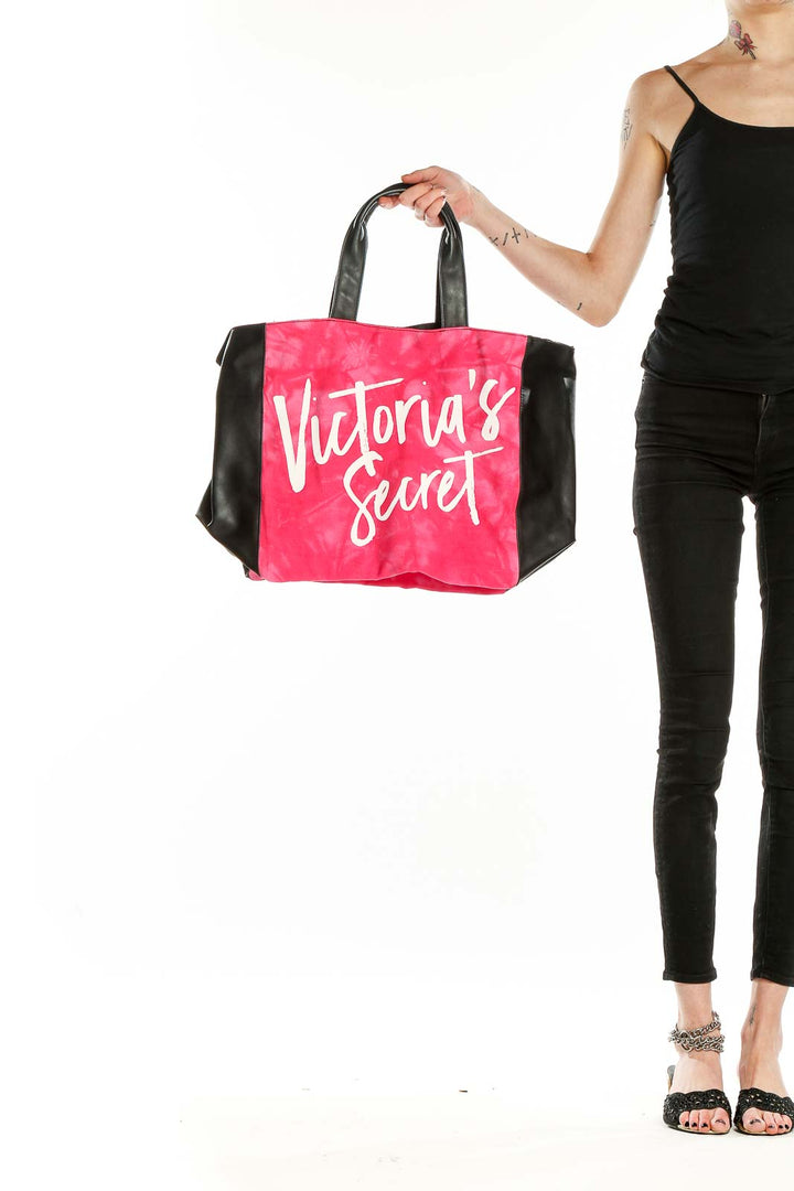 Pink Black Printed Tote Bag