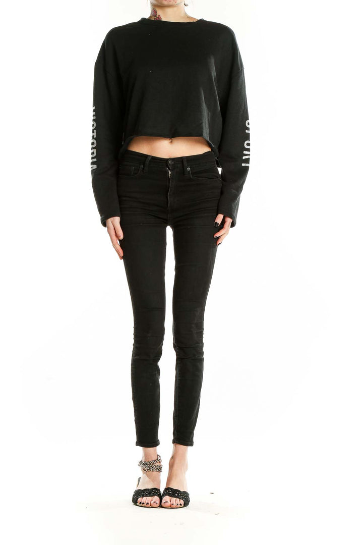 Black Cropped Crewneck