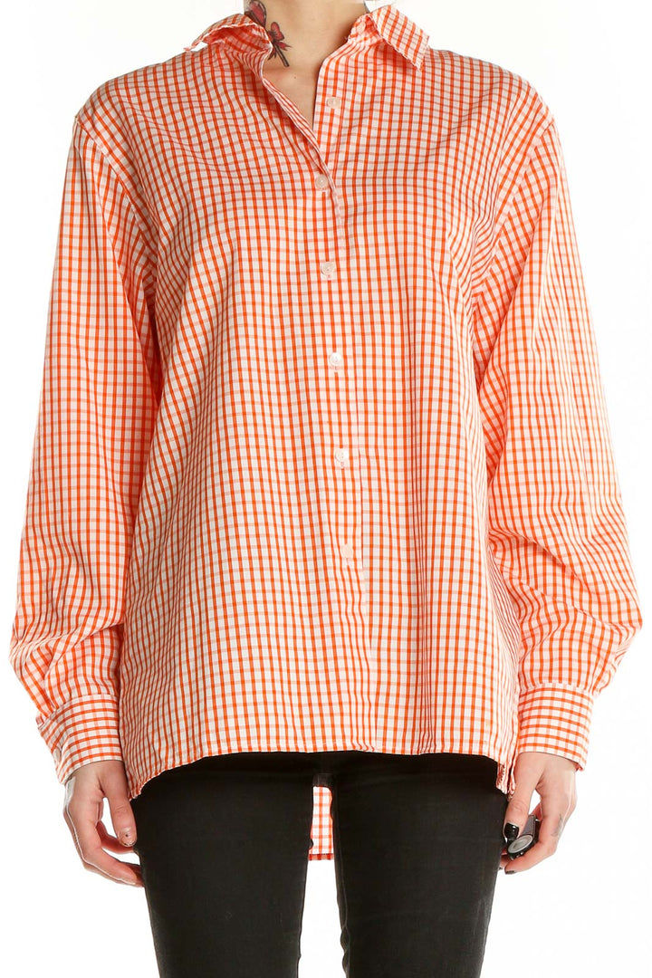 Orange White Gingham Shirt