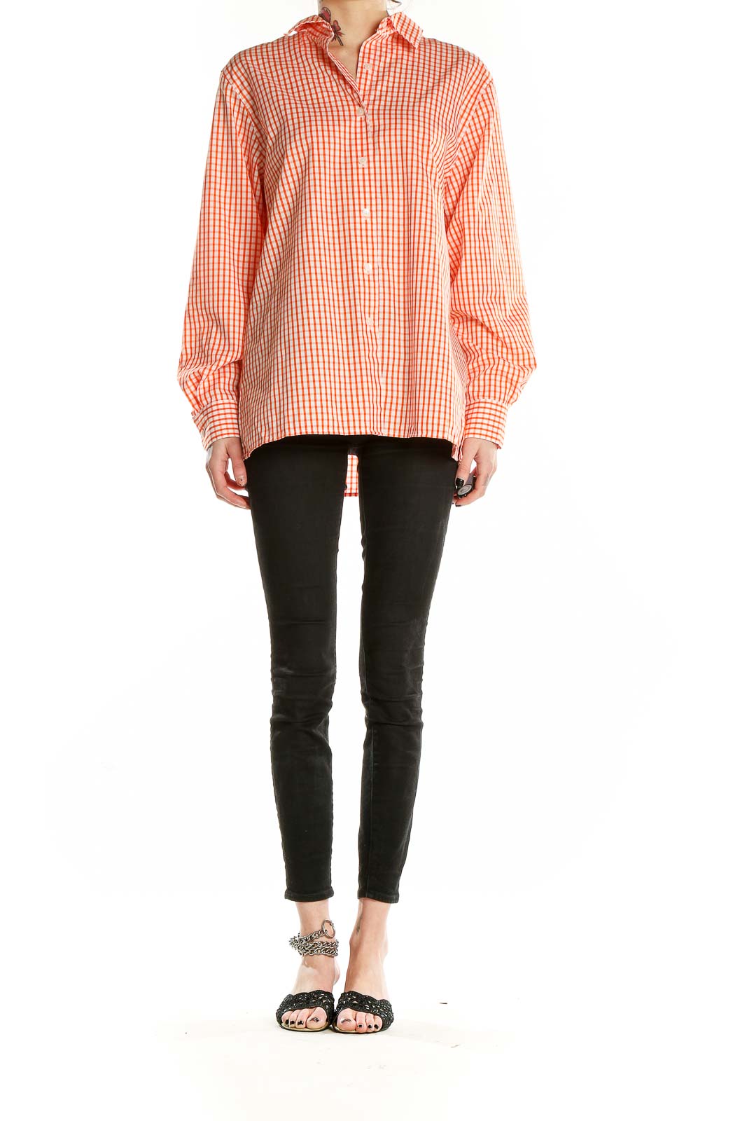 Orange White Gingham Shirt