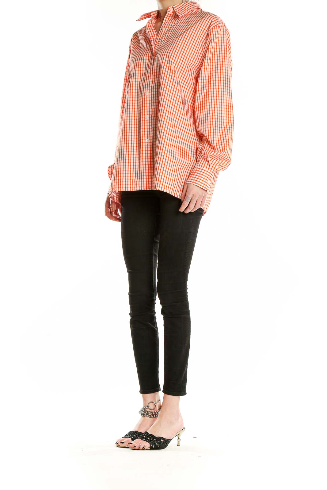 Orange White Gingham Shirt