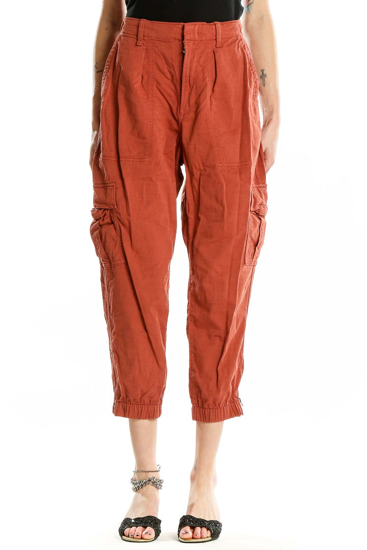 Red Tapered Casual Trousers