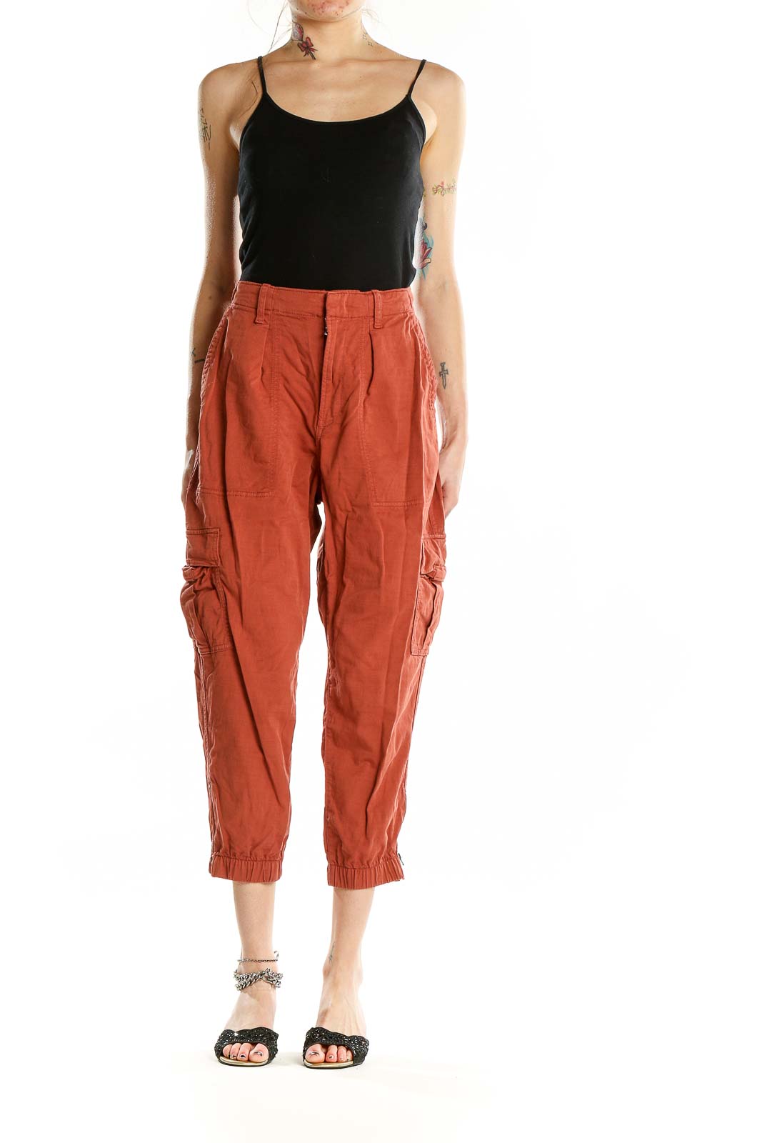 Red Tapered Casual Trousers