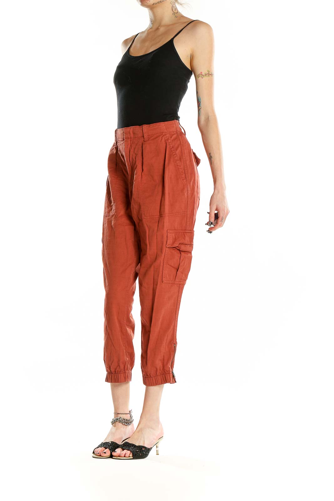 Red Tapered Casual Trousers