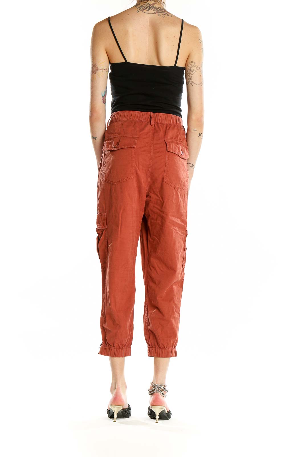 Red Tapered Casual Trousers