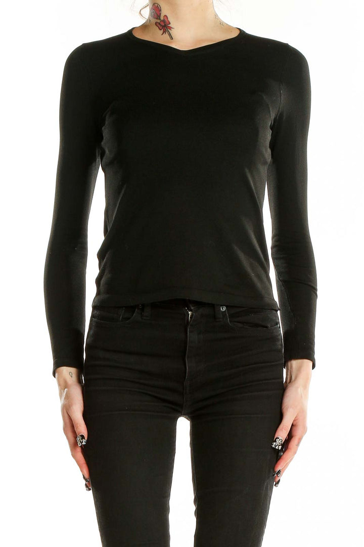 Black Long Sleeve Knit Top