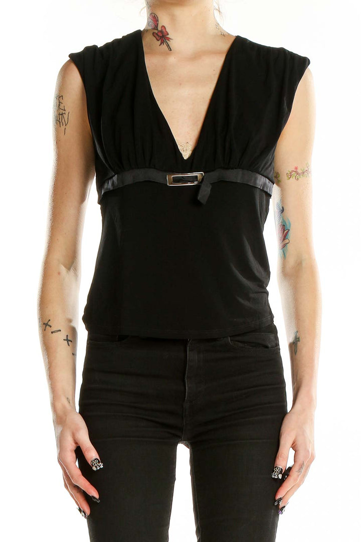 Black Hardware Detail Sleeveless Top