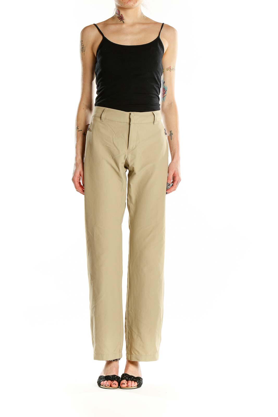 Front view of The North Face beige outdoor pants