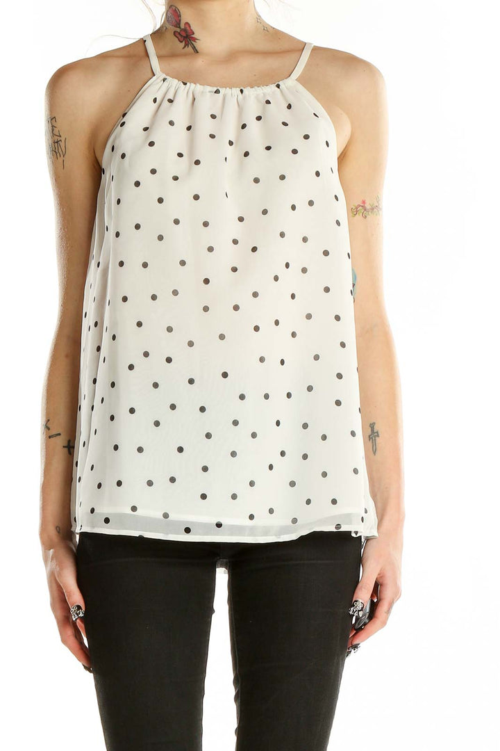 White Polka Dot High Neck Top