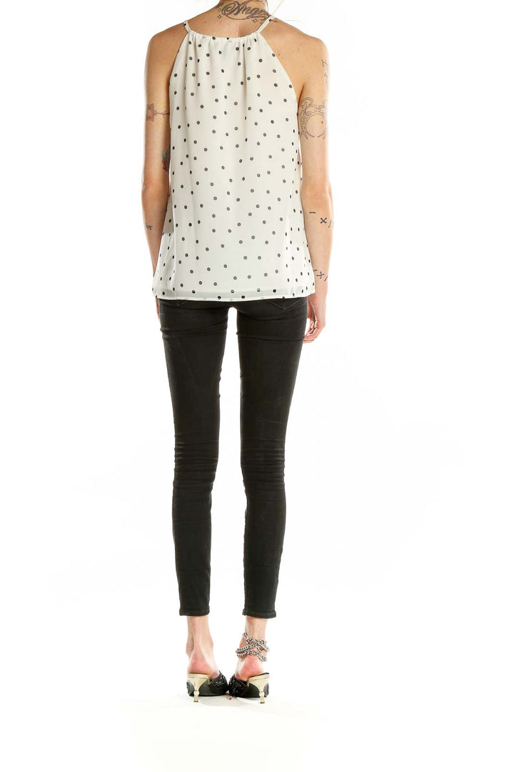 White Polka Dot High Neck Top