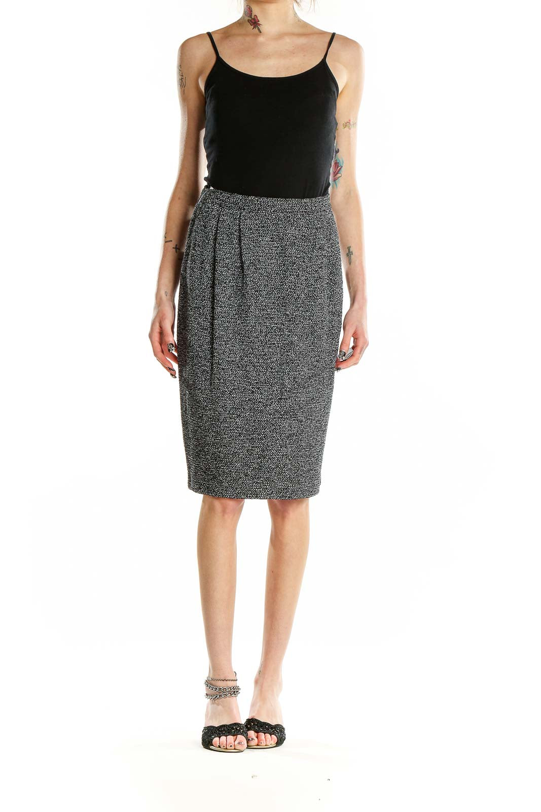 Gray Mottled Pencil Skirt