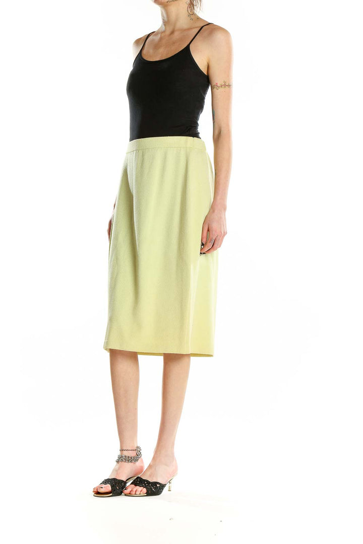 Yellow Knit Midi Skirt