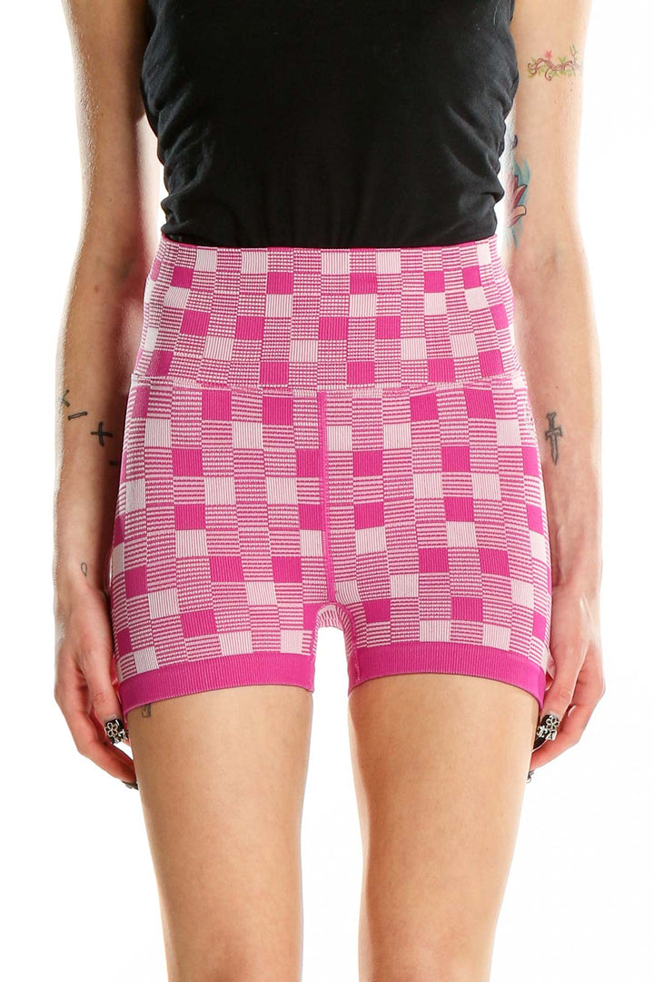 Pink Checkered Biker Shorts