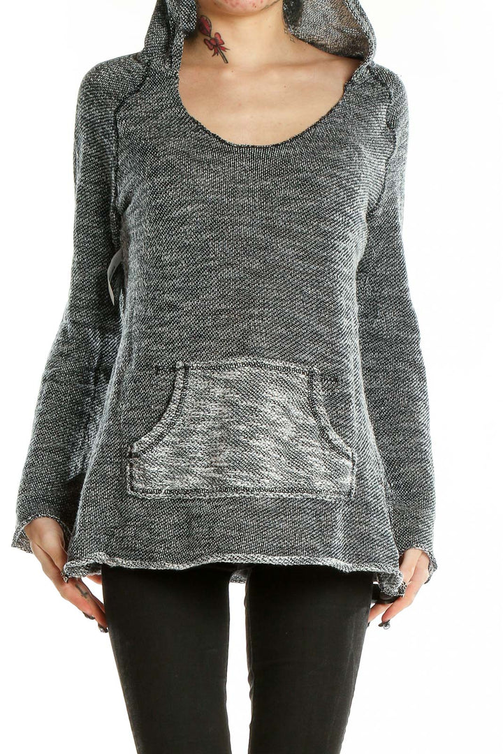 Gray Scoop Neck Knit Sweatshirt