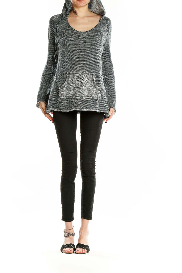 Gray Scoop Neck Knit Sweatshirt