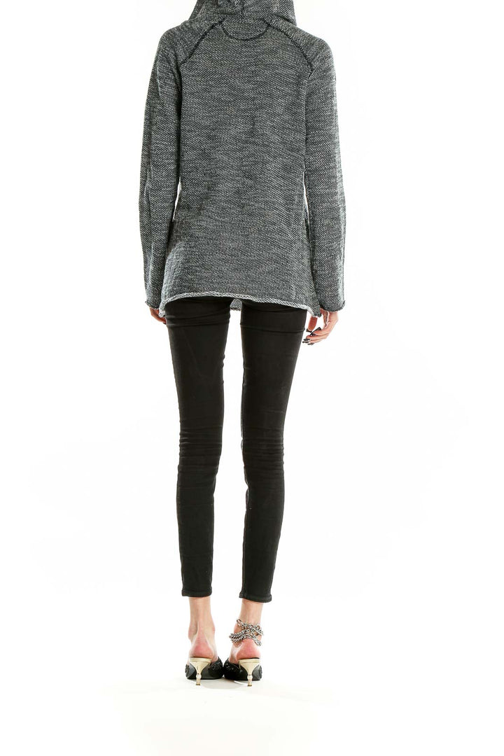 Gray Scoop Neck Knit Sweatshirt