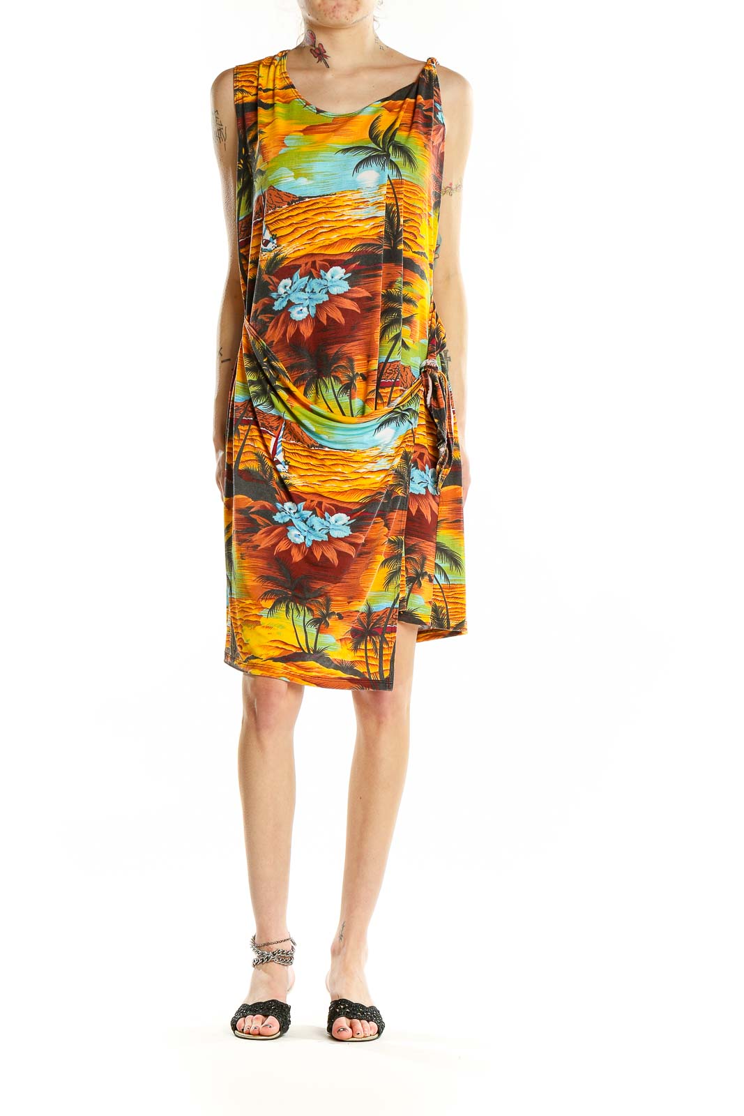 Multicolor Retro Tropical Dress