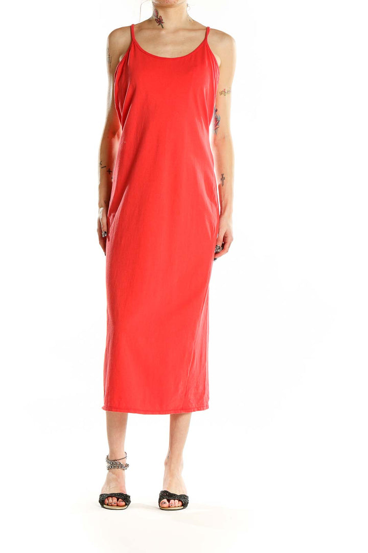 Red Sleeveless Column Dress