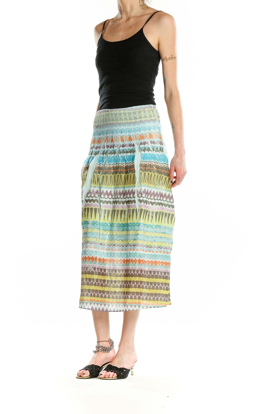 Multicolor Aztec Print One-Size-Fits-All Skirt