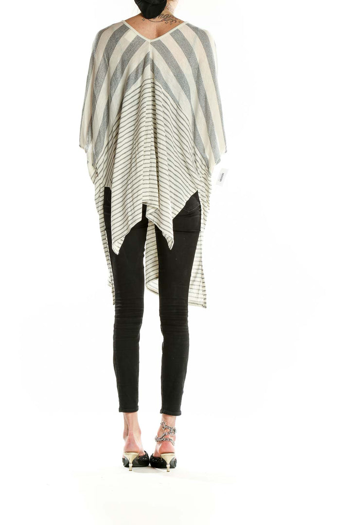 White Gray Striped Shrug