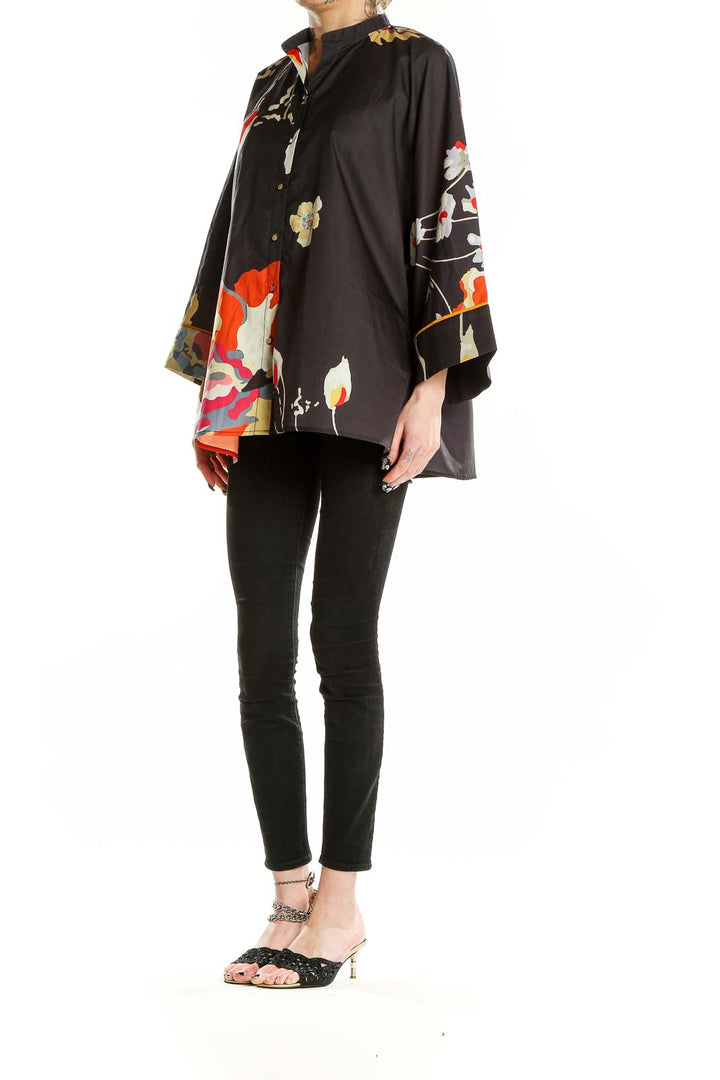 Black Floral Print Shirt