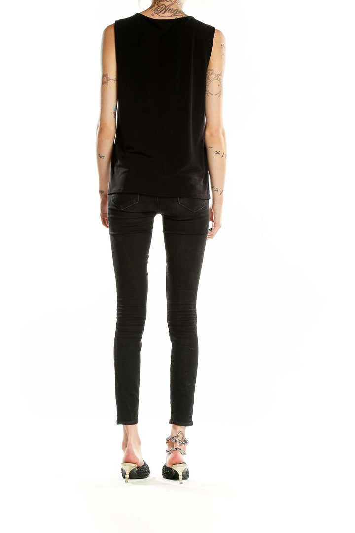 Back view of Banana Republic Black Sleeveless Lace Panel Top