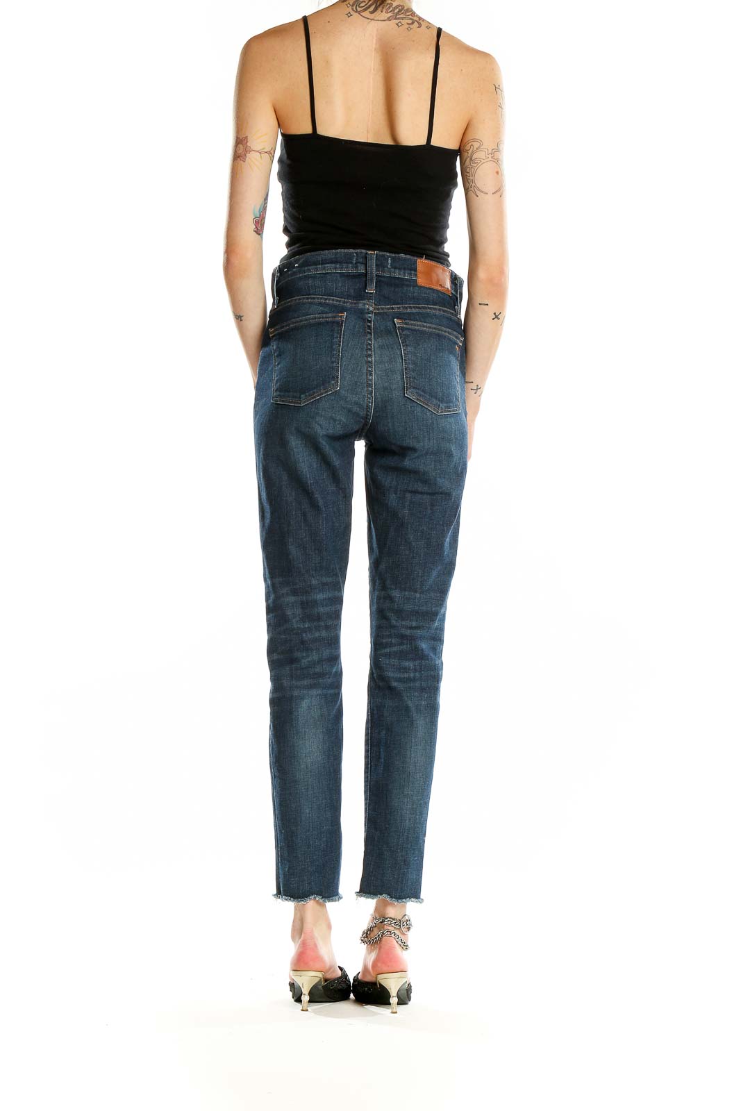 Blue Distressed Dark Rinse Jeans