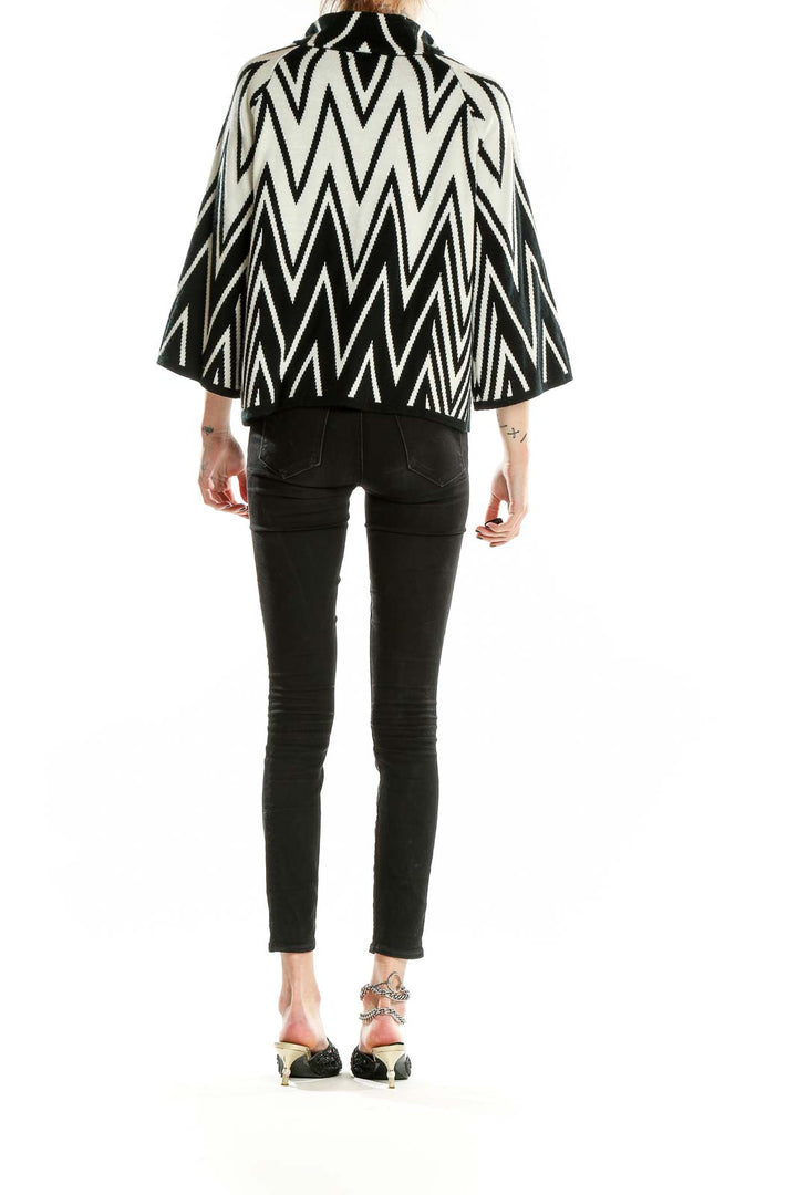 Back view of Black and White Chevron Knit Sweater by John Paul Richard