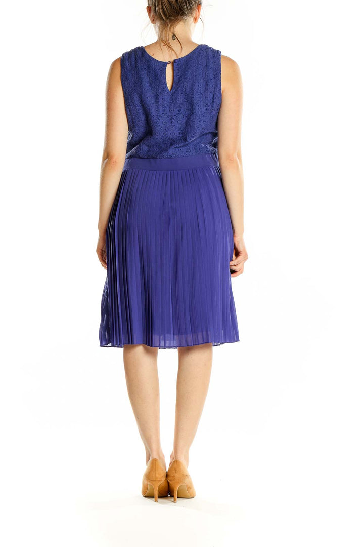 Purple Lace Pleated Sleeveless Dress