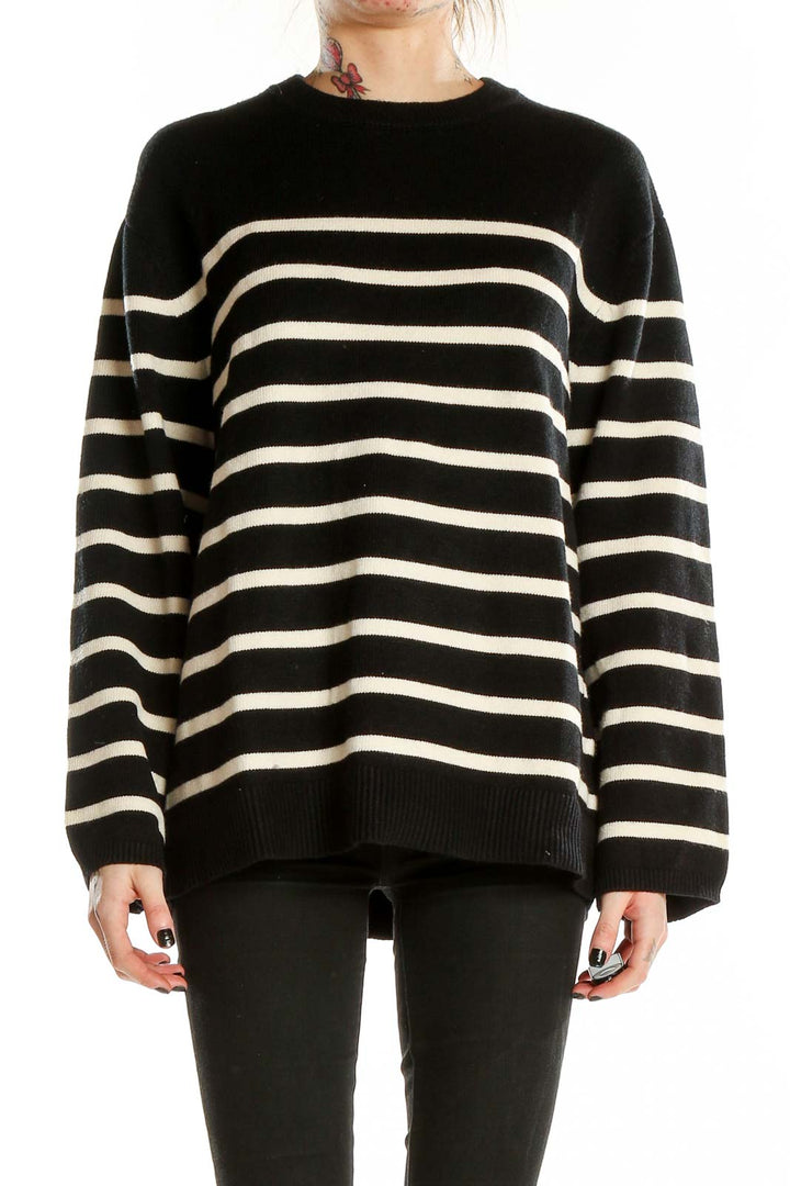 Black White Striped Sweater