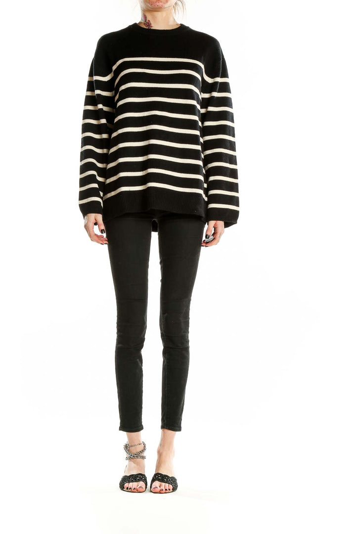 Black White Striped Sweater