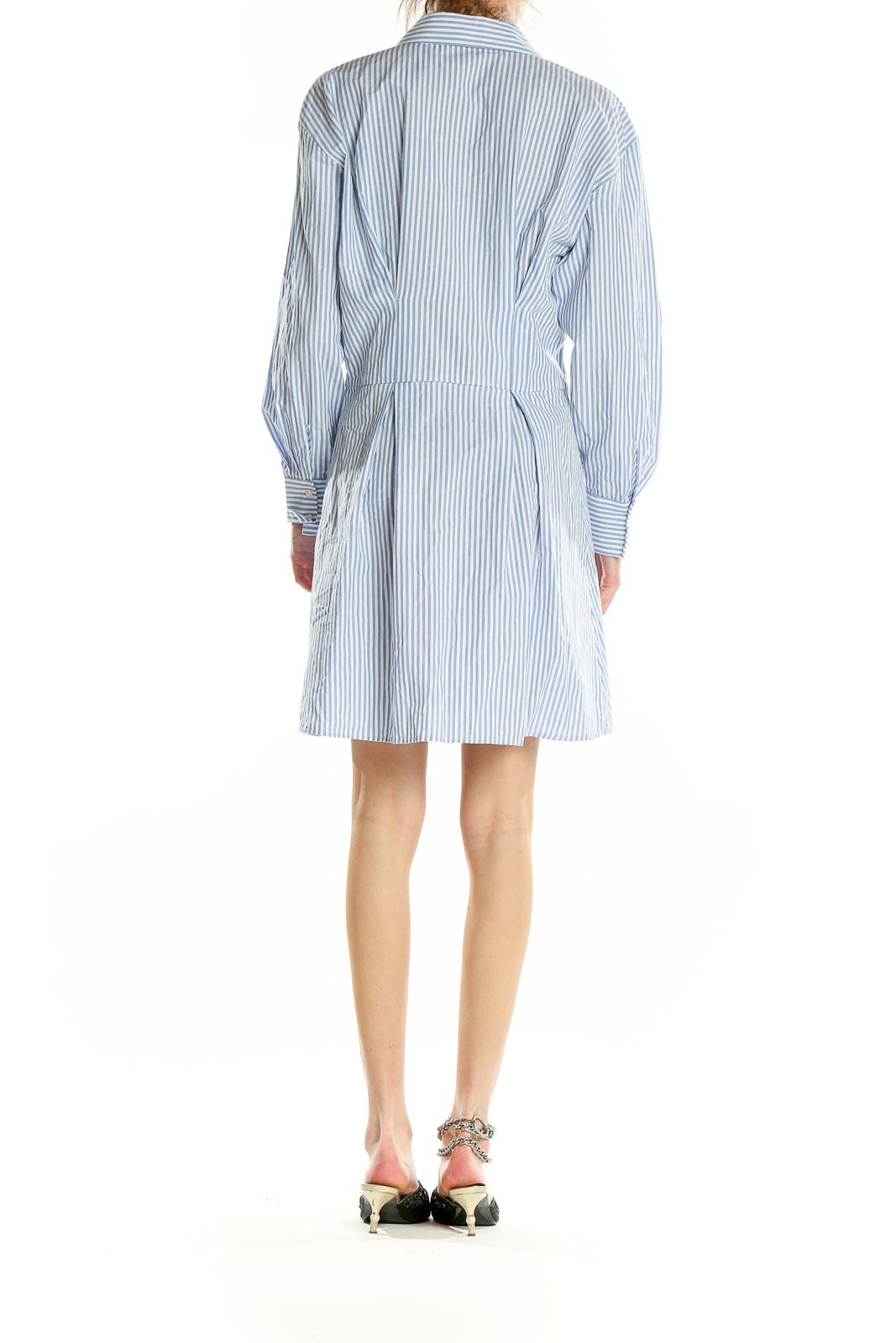 Back view of Abercrombie & Fitch blue striped cotton shirt dress