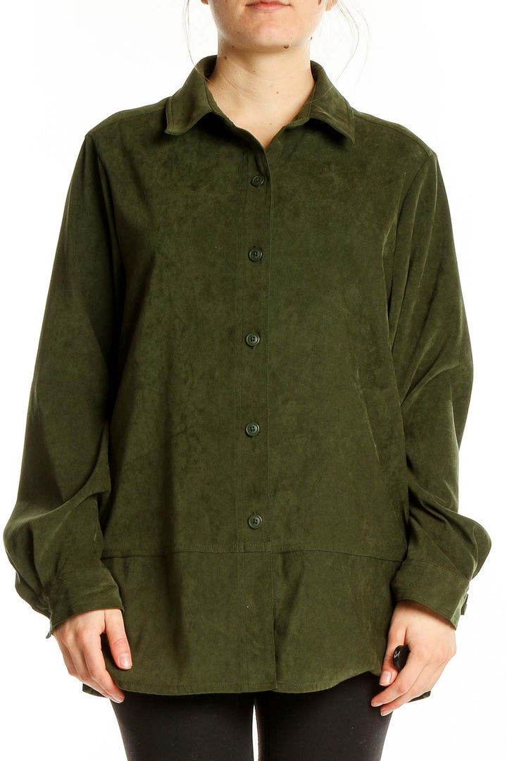 Green Textured Shirt Jacket