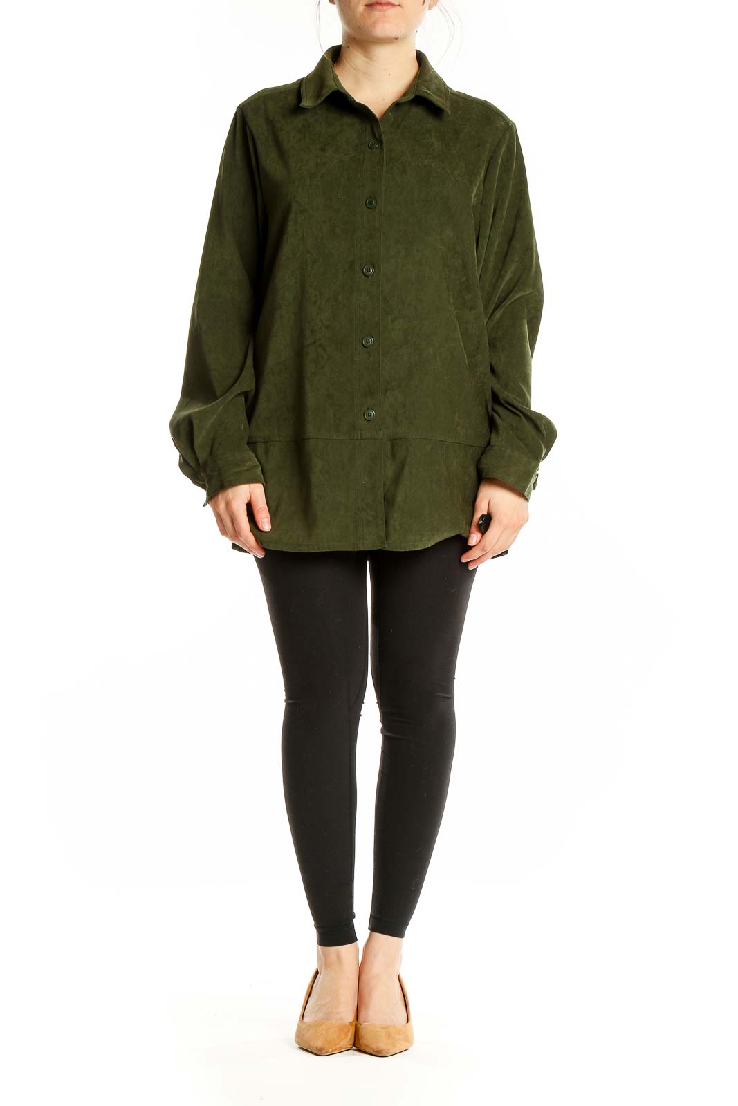 Green Textured Shirt Jacket