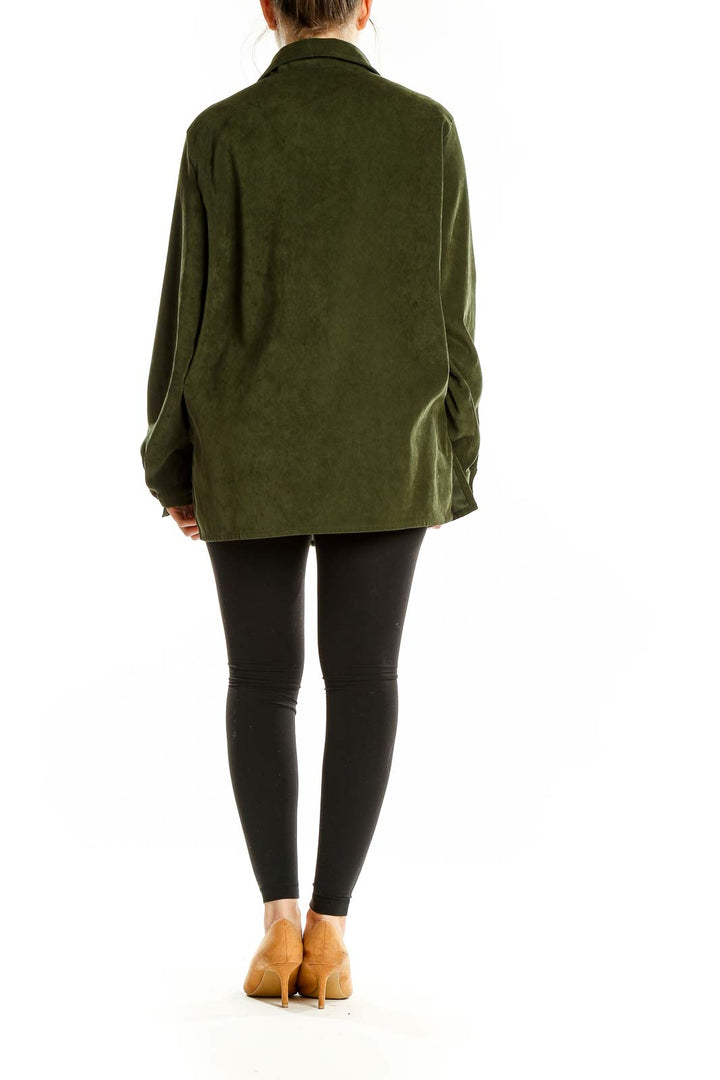 Green Textured Shirt Jacket