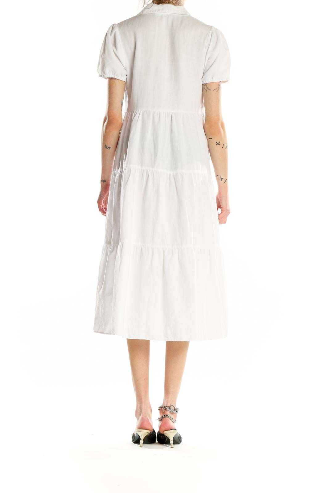 Zara White Tiered Cotton-Linen Midi Dress | Summer Elegance SilkRoll Zara White Tiered Cotton-Linen Midi Dress | Summer Elegance SilkRoll