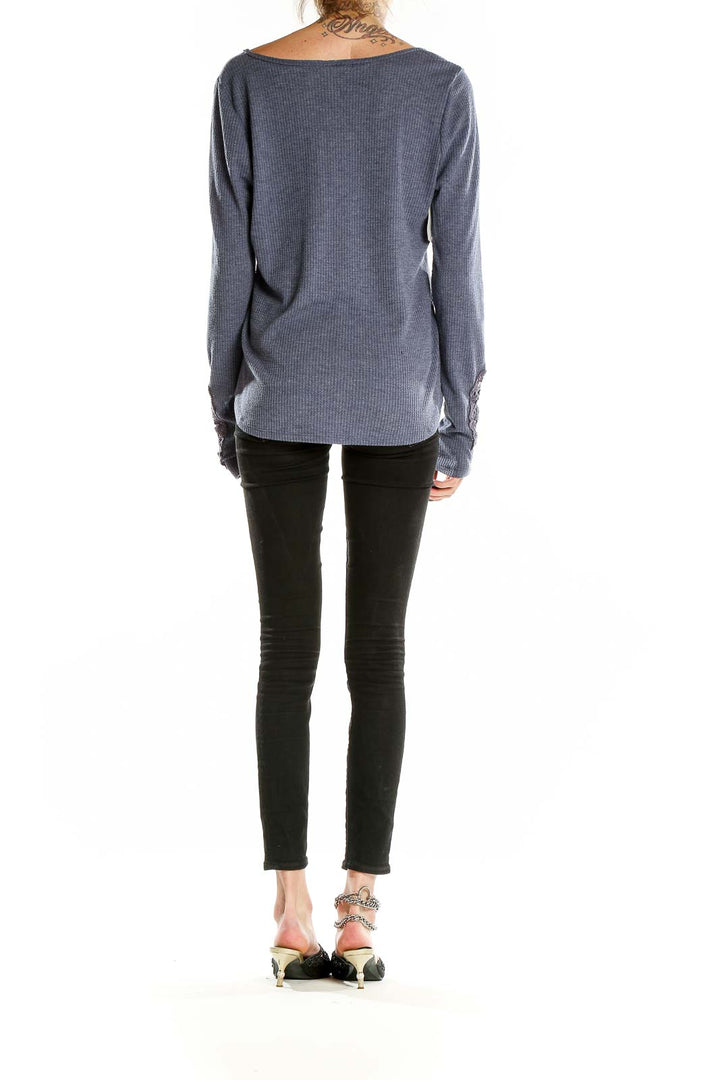 Blue Long Sleeve Henley Top