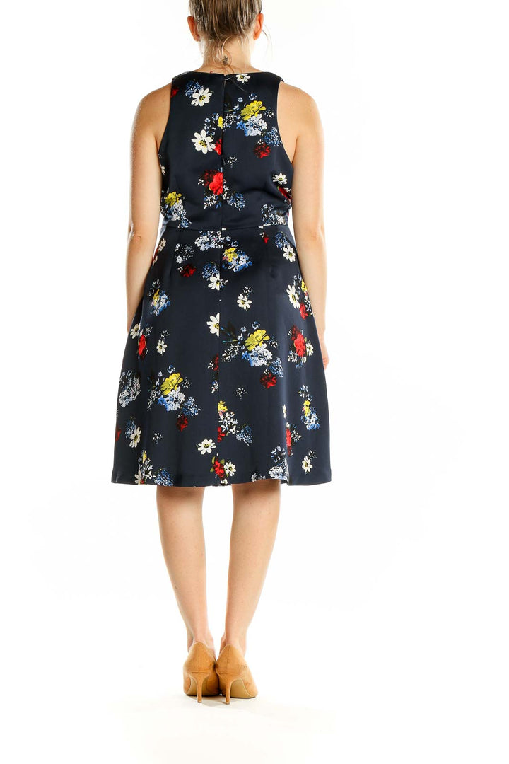 Back view of Banana Republic navy floral sleeveless A-line dress