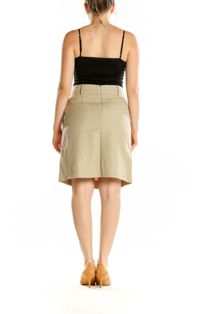 Beige Wool Pencil Skirt