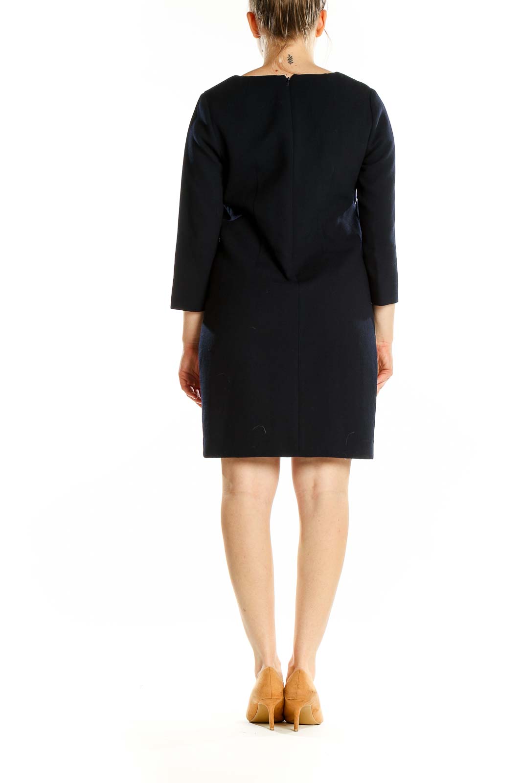 J.Crew Black V-Neck Shift Dress - Polyester & Wool Blend SilkRoll J.Crew Black V-Neck Shift Dress - Polyester & Wool Blend SilkRoll