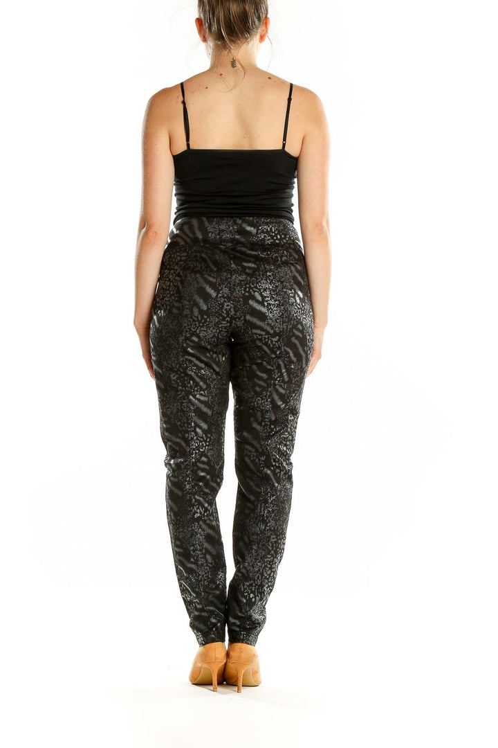 Back view of Black Animal Print Slim Fit Pants from White House Black Market