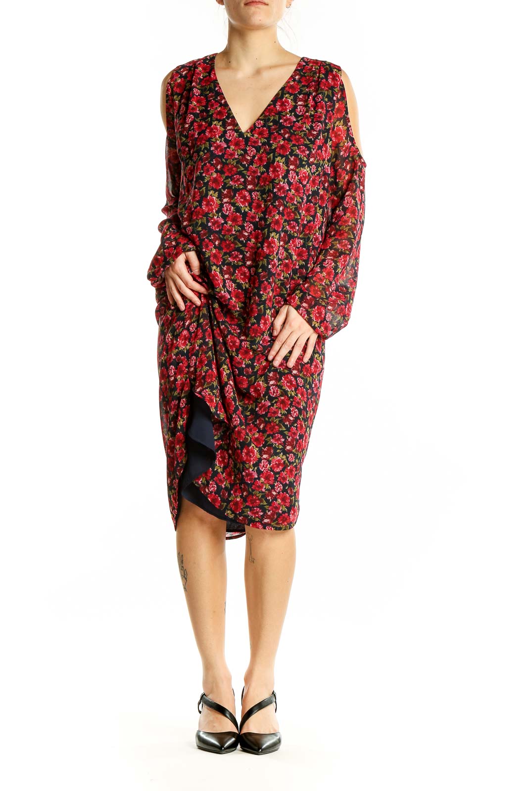 Red Black Brunch Floral Dress