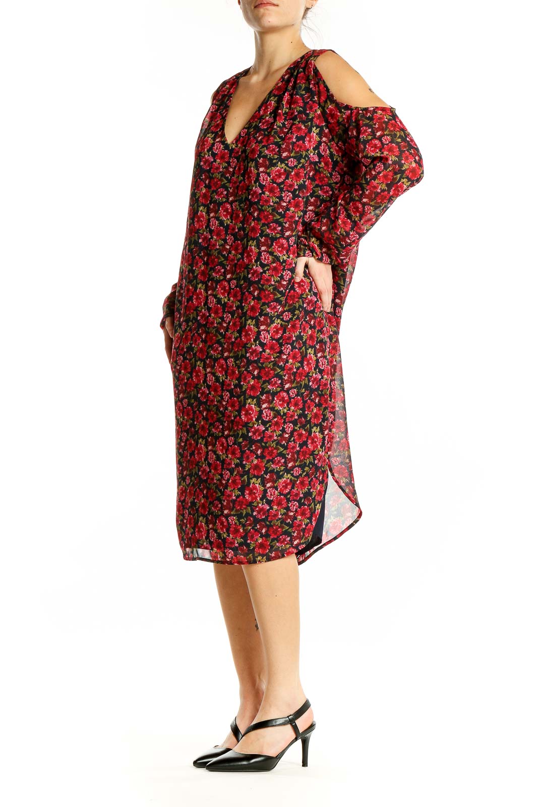 Red Black Brunch Floral Dress