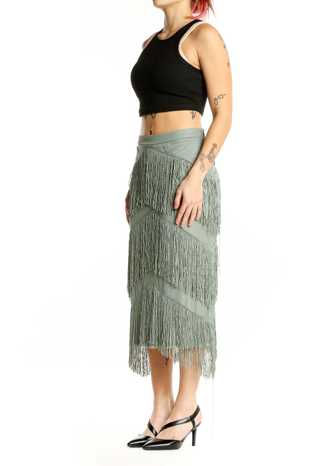 Gray Fringe Skirt