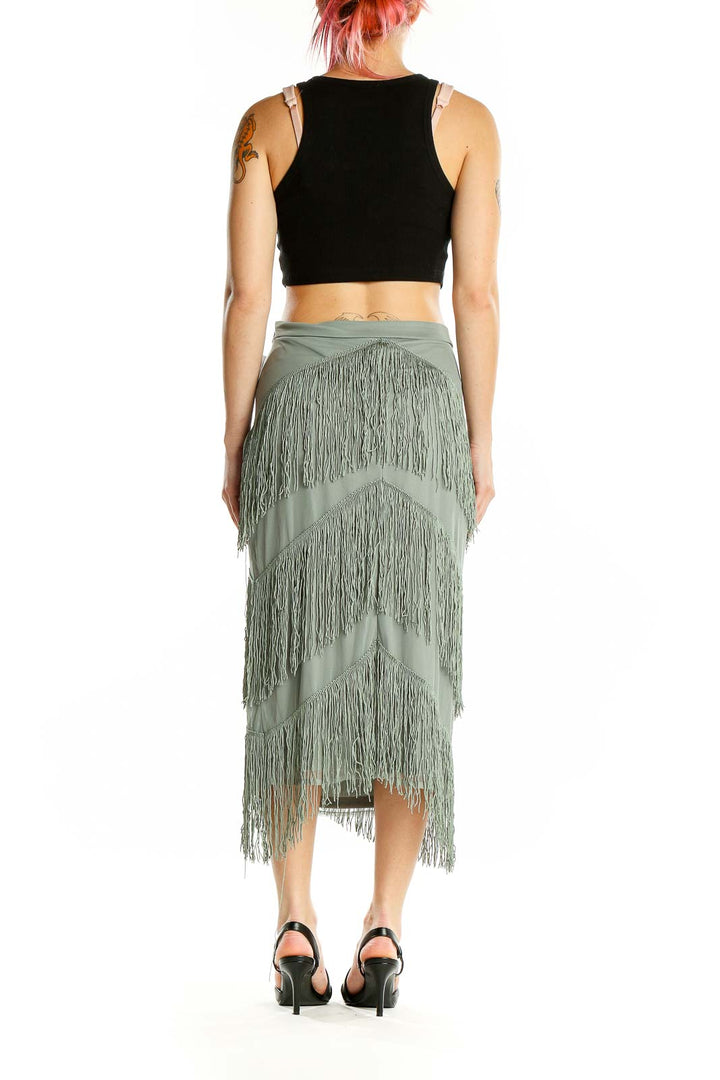 Gray Fringe Skirt