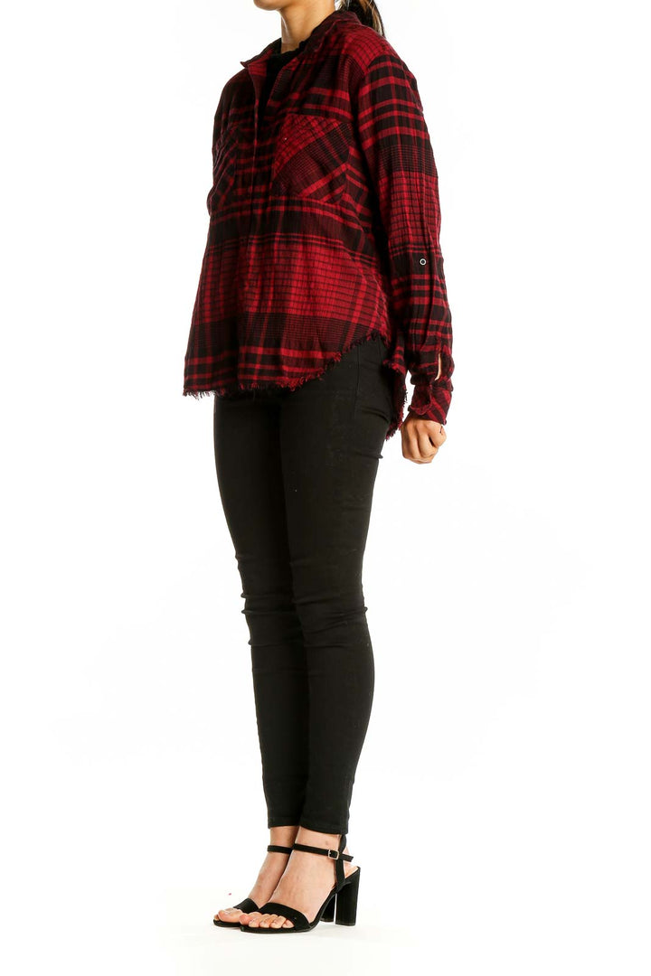 Red Black Plaid Flannel Shirt