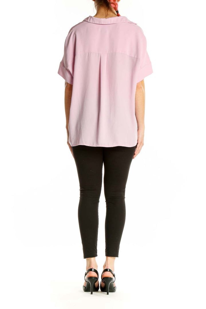 Back view of Rachel Zoe pink oversized button-down blouse