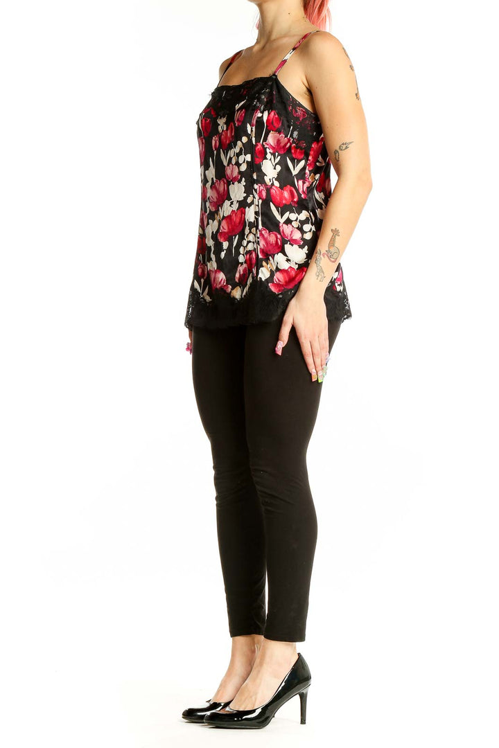 Front view of Black Floral Print Camisole Top from White House Black Market